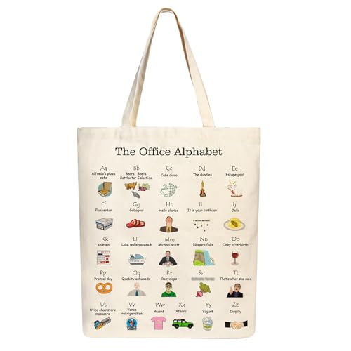 PuGez The Office Alphabet Tote Bag TV Show Merchandise Fans Kitchen Gifts Reusable Grocery...