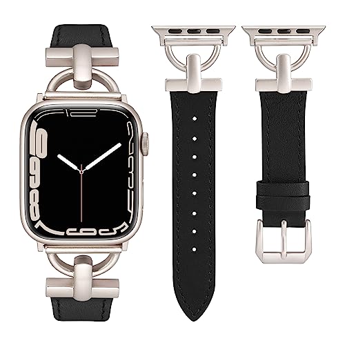 Bracelet en cuir compatible avec Apple Watch pour femme chic