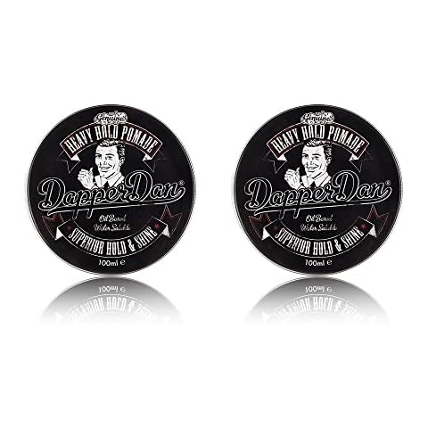 Dapper Dan Heavy Hold Pomade for Men, Strong Hold and High Shine Mens Hair Styling Product, Oil Based, Water Soluble, Liquorice and Vanilla Scent, 2 x 100 ml Cover