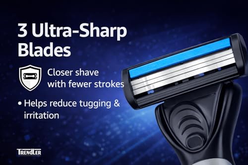 Image of Razor for Men - 1 Handle + 22 Cartridges | 3 Blade Shaving Razor | Precision Cut, Smooth Glide, Long-Lasting Blades | Value Pack (22 Cartridges)