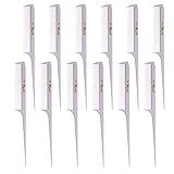 Krest Cleopatra 8-1/2 inch Rattail Combs Extra Fine Tooth. Rat Tail Comb Model #441. Color White. 1...