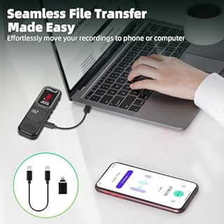 64GB Registratore Vocale Professionale - 3072kpbs Registratori Vocali Digitali Portatile con Attivazione Vocale, Registratore Audio per Chiamate Riunioni Lezioni Colloqui