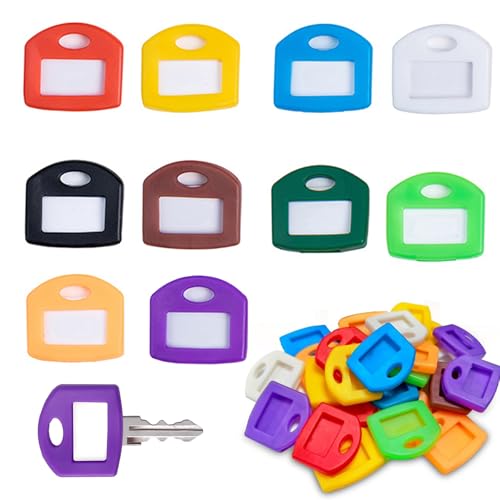 ChAusa - ChAusa Lot de 50 Porte Clé Etiquette, Porte Clés Inscriptibles, Porte Clef Avec Etiquettes Transparent en Papier, pour Adapté à la Maison, au Bureau et au Garage (Multicolore)