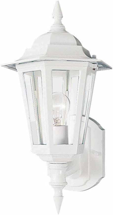 Maxim Lighting Builder Cast 1-Light Outdoor Wall Light | White Aluminum Finish | Transitional Outdoor Light Fixture | Ideal for Porches, Patios & Garages | Dimmable Wet Rated | 3000CLWT