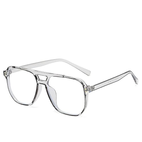 Oversized Aviator Square Reading Glasses, Large TR90 Frame Blue Light Blocking Computer Goggle Readers, Anti Glare (Color : Transparent, Size : +0.00)