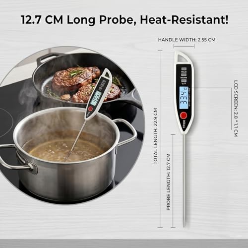 2pcs Thermometre Cuisine à Lecture Instantané avec Longue Sonde de Cuisson Thermometre Patisserie Numérique pour Boissons Chaudes Termometre Cuison avec Écran LCD – vue 3