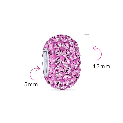 Cuentas de plata .925 para pulsera con cristal rosa de sutil brillo artesanal 5
