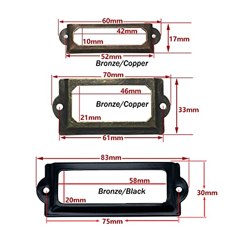 Adiyer [40 Pack] Office Library File Drawer Cabinet Card Tag Label Holder Metal Frame (Antique Copper) #TOP5