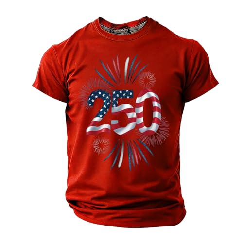 Image of Men's T-Shirt 2026 Short Sleeve T-Shirt with Graphic Print, Comfortable Casual Shirt with Crew Neck for Everyday Use Cotton Oversize Black Tee Shirts, red, 6XL