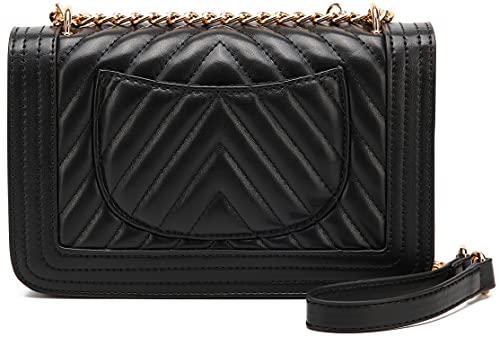 Lola Mae Crossbody Bags For Women Fashion Quilted Shoulder Purse With Convertible Chain Strap Classic Satchel Handbag (Black-Lm715) #TOP4