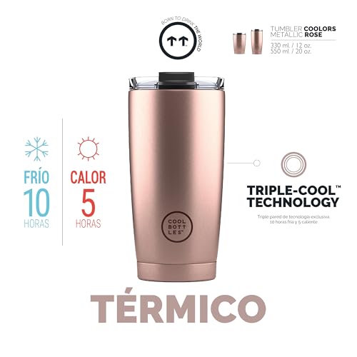 Vaso térmico Cool Bottles de 550 ml sin BPA para llevar café sin derrames. 5