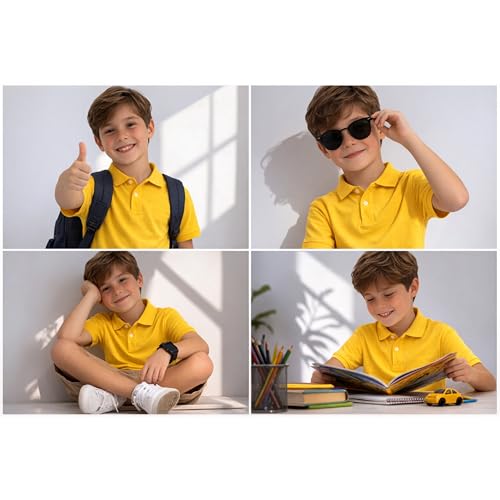 Image of Kids Boys Polo T-Shirt | Half Sleeves | Organic Cotton Rich Bio-Wash Fabric | Ultra Soft & Breathable | Regular Fit | Plain Solid Colour Casual Wear & School Uniform