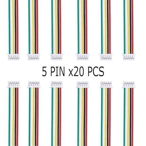 JST MX 1.25mm 5 Pin 28 AWG Male Connector Plug, with Wire Cable and Female Board Connector for PCB,LED Wall-washers, RC Toys, Household Appliances(Wire 150mm)