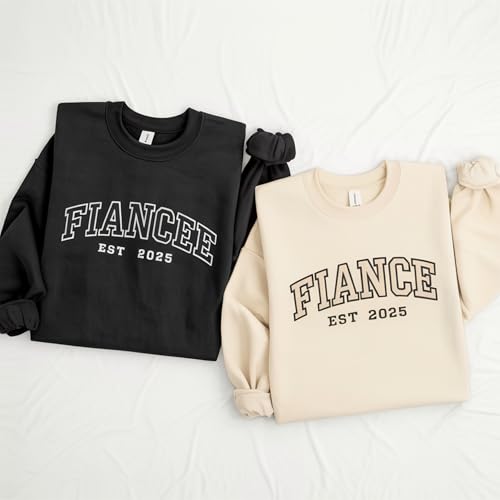 Custom Fiancé and Fiancée Embroidered Sweatshirt, Personalized Engagement Sweatshirt, Future Mr. and Mrs. Hoodies, Engagement Gift, Fiance Sweater, Gift for Fiancee, Engaged Matching Shirt4