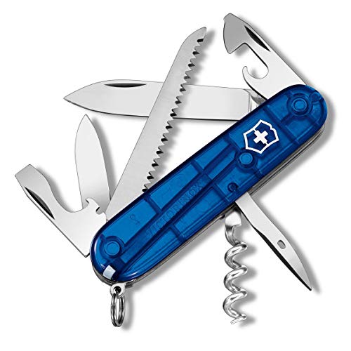 Image of Victorinox Camper Swiss Army Knife, 13 Functions, Blue Transparent