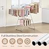 APEXCHASER Clothes Drying Rack Folding - Stainless Steel Drying Rack Clothing Height-Adjustable, Foldable Laundry Rack, Space-Saving, Collapsible for Indoor Outdoor Use for Clothe, Towels, Chrome