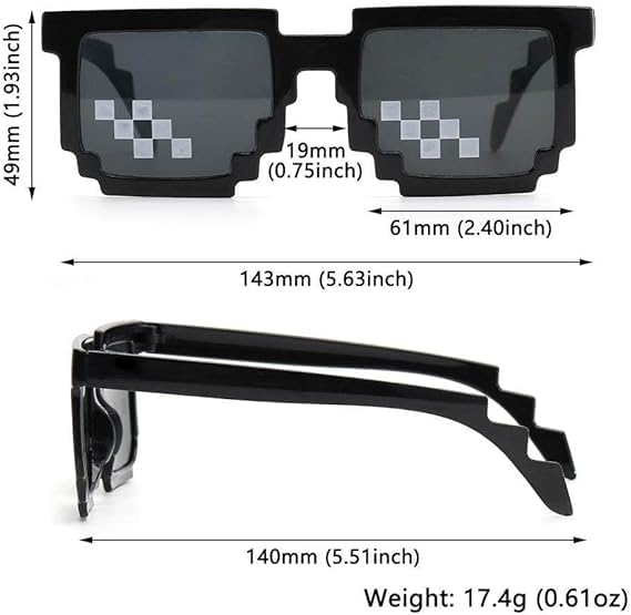 Image of DC DECORIO Thug Life Sunglasses Pixel Gangsta Life Funny Novelty Shades (Black) (BLACK BIG)