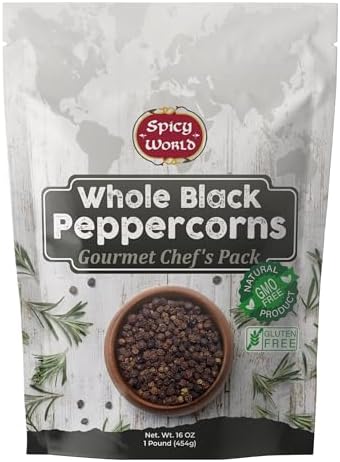 Spicy World Black Peppercorns Whole 16 Ounce - As Seen On Tik Tok - Non-GMO, Steam Sterilized Whole Peppercorns for Grinder Refill