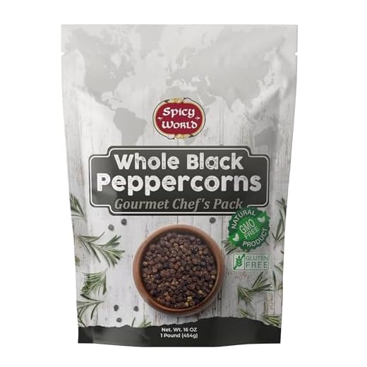 Spicy World Whole Black Peppercorns Tellicherry 16 Oz - Steam Sterilized- Non-GMO Black Pepper - Grinder Refill