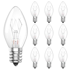 Bonlux 10 stuks E12-gloeilampen, 7 W, C7, dimbare E12-gloeilamp, 2700 K, warm wit nachtlampje, reservelamp voor Himalaya zoutlamp, koelkast, zoutsteenlamp, oven, naaimachine, AC 220V-240V