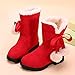 Girls' Winter Boots Faux Shearling Ankle Booties Fuzzy Fashion Snow Boots Bow Princess Shoes for (Red, 1.5 Big Kids)