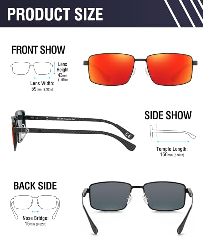 DUCO Retro Rectangular Polarized Sunglasses for Men Trendy Carbon Fiber Shades3