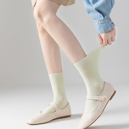 CHUNFO Womens Socks Crew Ankle Classic Basic Colorful Cotton Running Breathable Pregnancy Sock Size5-9.54