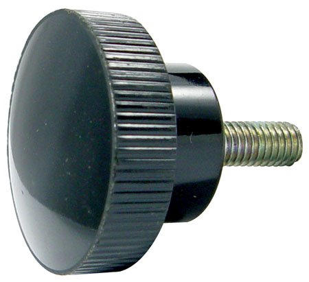 1dia., 10-32 thds., Stud 1/2 Lg., Balck Phenolic Knurled Plastic Knobs w/Stainless Stud (1 Each)