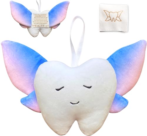 Squishie Tooth Fairy Pillow with Pocket and Poem | Tooth Fairy Gifts for Boys and Girls | Tooth Holder Plushie, Coy