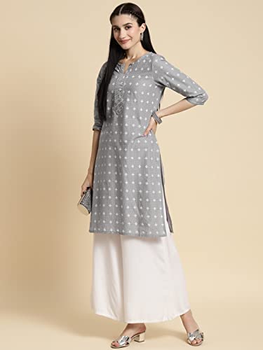 Image of rangita Women's Cotton Straight Fit Straight Light Knee Length Printed Kurti | Kurta