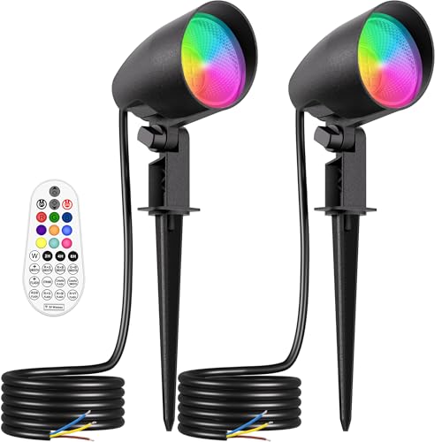 LINKE Spot LED de Jardin Extérieur 20W RGBW avec Télécommande, Lot de 2