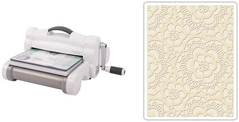 Sizzix Big Shot Plus 660340 Manual Die Cutting & Embossing Machine for Arts & Crafts, Scrapbooking & Cardmaking, 9” Opening & Multi Color, Embossing Folder 661824, Lace, One Size