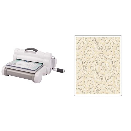 Sizzix Big Shot Plus 660340 Manual Die Cutting & Embossing Machine For Arts & Crafts, Scrapbooking & Cardmaking, 9” Opening & Multi Color, Embossing Folder 661824, Lace, One Size #TOP6