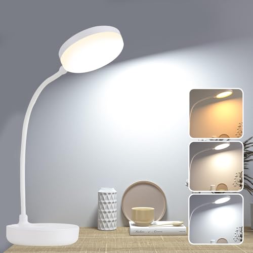 Consejos para Comprar Lamparas para oficina que Puedes Comprar On-line. 48 ZAKASEA Lampara de Escritorio LED, Lámpara de Oficina Mesa, Luz de Lectura Recargable, 360° Ajustable, 3 Modos de Iluminación, Atenuación Táctil, para Trabajar, Estudiar,...