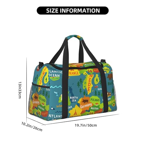 Europe Map With Colorful Print Daily essentials Large Capacity Hand Carry Bag for Weekend Getaways style Bags4