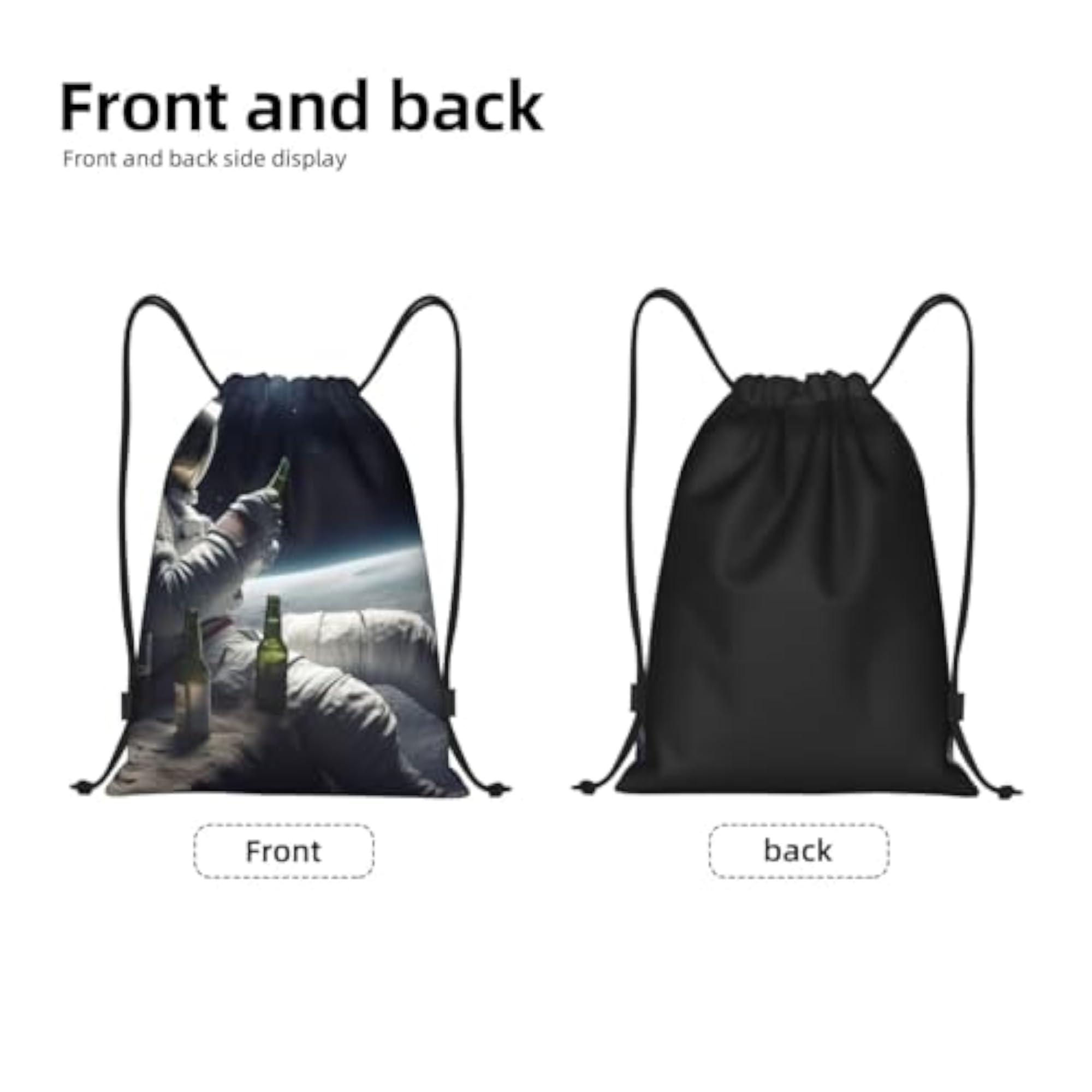 Women's Lightweight Drawstring Gym Bag, Astronaut with Beer Soccer Backpack