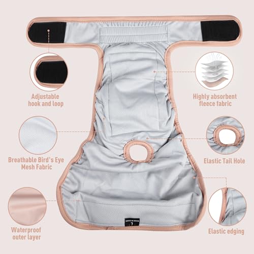 Image of Washable Reusable Female Dog Diapers(5 Pack) Small Medium Large Doggie Puppy & Doggy Dog Diaper, Period Panties in Heat XX-Large Pink Purple Brown Green Blue