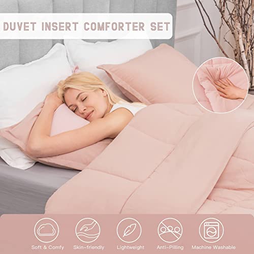 Recyco Twin/Twin Xl Comforter Set For College Girls Boys, Duvet Insert Bed Comforters & Sets With Pillow Sham, Lightweight Ultra Soft Quilted Down Alternative Comforter, Blush Pink #TOP2