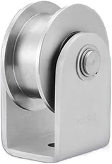 Crane Pulley Block, Rope Pulley Wheel,Groove Pulley Wheel,Pulley Roller 304 Stainless Steel Sliding Gate Roller Wheel Bearing for Material Handling and Moving Hardware (Size : V-type Large) (Size : V