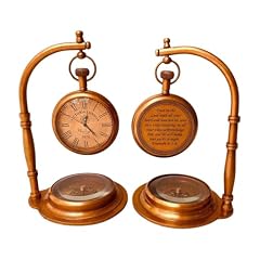 ALADEAN Brass Table Clock with Compass | Desk Clocks Decorative Shelf Clock Vintage Table Top ALADEAN Brass Table Clock with Compass | Desk Clocks Decorative Shelf Clock Vintage Table Top item
