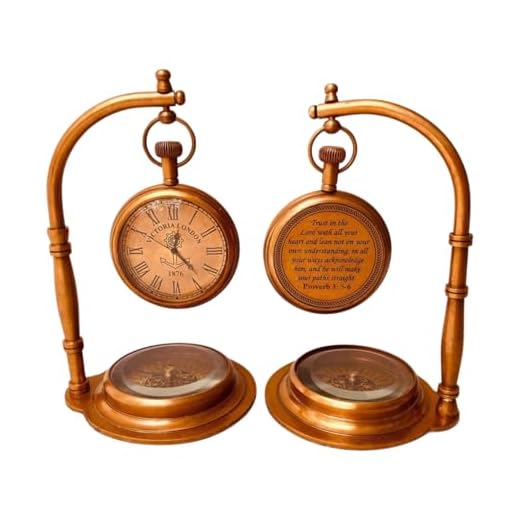 ALADEAN Inspirational Gift Table Clock Compass | Engraved Desk Clock - Vintage Shelf Decor Decorative Religious Baptism Graduation Anniversary (Trust in The Lord)