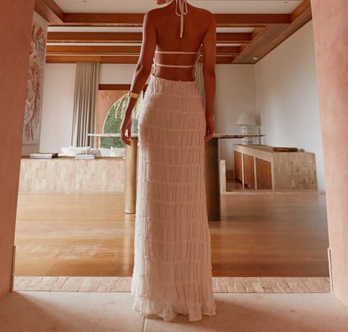 SOLILOQUY Women Y2K Halter Neck Maxi Dress Backless Dominican Republic |  Ubuy