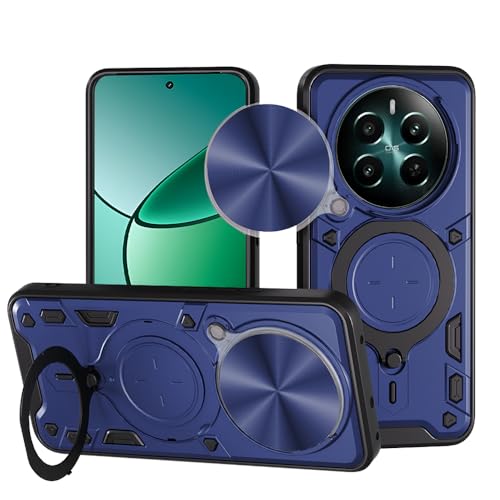 Image of AESTMO Armor Compatible with Realme 12 Plus / P1 / Narzo 70 /70 Pro 5G Bumper Back Case Cover | Ring Holder & CD Pattern Sliding Camera Shutter Cover | 360 Degree Protection Back Case Cover (Black)
