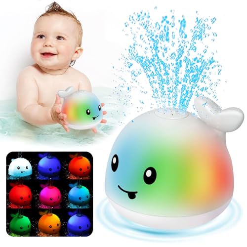 Image of Baby Bath Toys 6-12-18 Months - Spraying Whale Bath Toy Sprinkler Bath Fountain Toys for Toddlers 1-3 Light Up Bathtub Pool Toys First Birthday Gifts 1 2 Year Old Must Haves Baby Bath Accessories