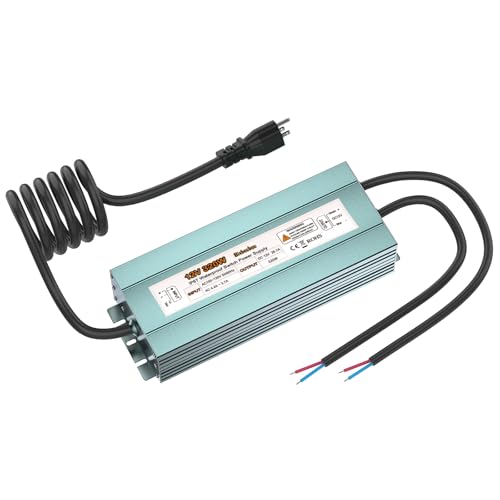 Image of 300W LED Driver 12V DC Transformer, IP67 Waterproof Low Voltage Power Converter with 3-Prong US Plug for Outdoor & Indoor LED Lights, Computer Projects