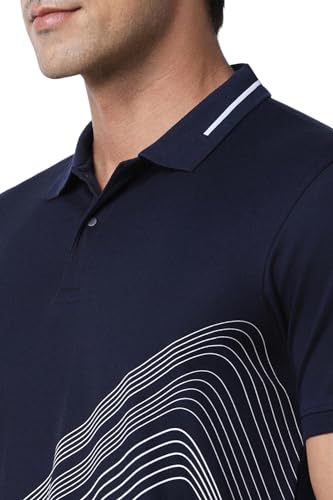 Image of Peter England Men's Cotton Striped Slim Fit T-Shirt