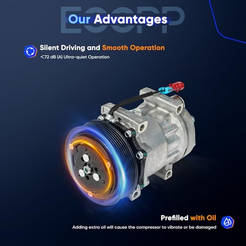 Image of ECCPP AC Compressor for Chevrolet C4500 Kodiak V8 6.6L 8.1L 2003-2009 | for Chevrolet C5500 C6500 C7500 C8500 Kodiak 7.8L 8.1L 2003-2009 Fast Cooling AC Compressor with Clutch Low Vibration