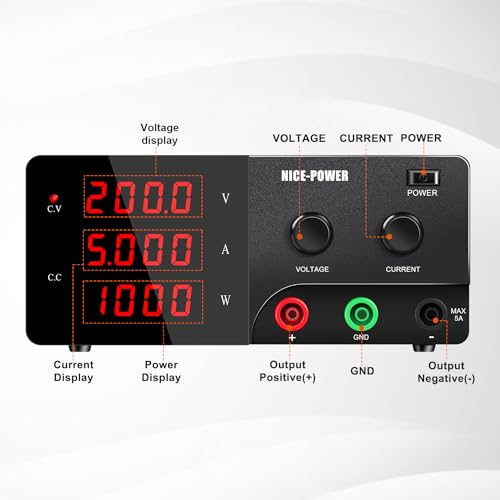 Image of NICE-POWER Variable DC Power Supply - 200V 5A 1000W, High Power Benchtop Laboratory Power Supply with Encoder Adjustable Voltage Regulator and Built-in Intelligent Fan