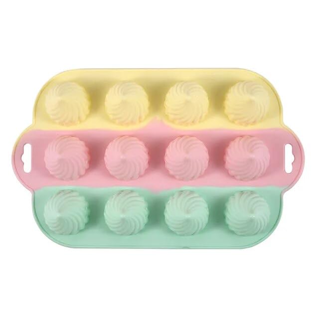 Image of CAKE DECOR 12 Cavity Whirlwind Design Shape Rainbow Silicone Mould SB-ZU185