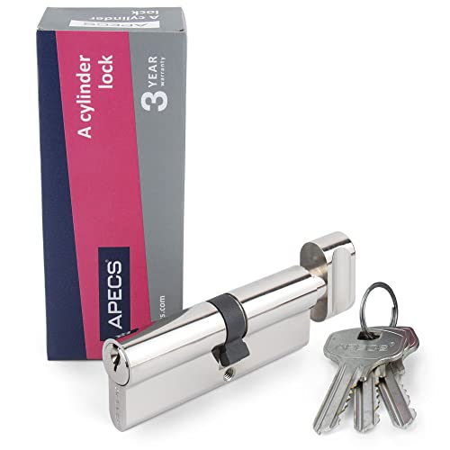 Knob Cylinder APECS Lock Cylinder with Knob Cylinder Lock 80 (40C/40) mm for Door Lock Front Door with 3 Keys Model EC-80(40C/40)-C